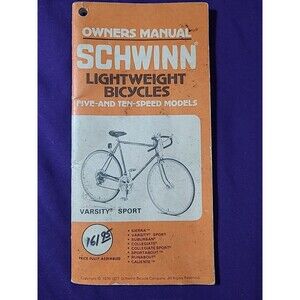 Vintage Schwinn Owners Manual Lightweight Bicycles 10 Speed Varsity Sport